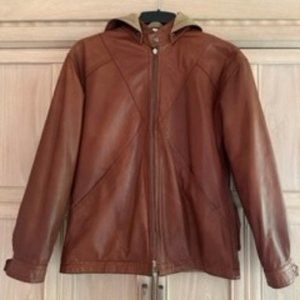 Leather Reversible Hooded Jacket